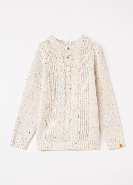 Lil 'Atelier NMMGalto grofgebreide trui  - voorkant 2 creme