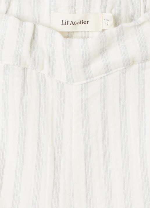 Lil 'Atelier NMMHagi straight fit korte broek met streepprint - detail 3 gebroken wit