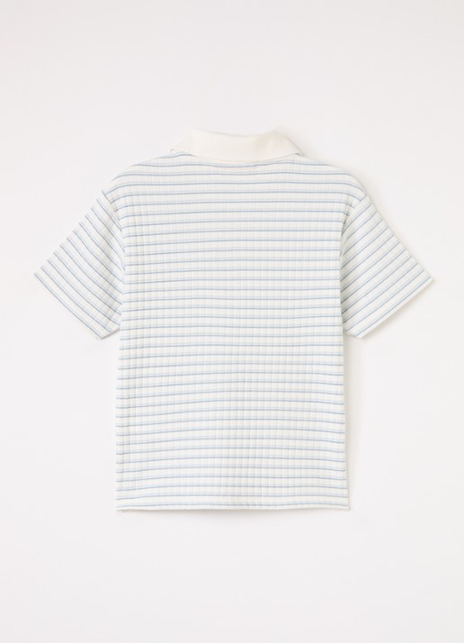 Lil 'Atelier NMMHaldur polo met streepprint - voorkant 3 ivoor