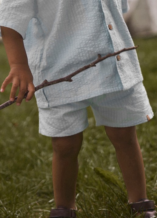 Lil 'Atelier NMMHoman Mak straight fit korte broek - voorkant lichtblauw