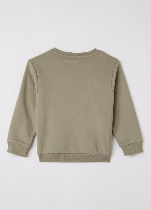 Lil 'Atelier NMMILondon sweater met borduring - achterkant 4 olijfgroen