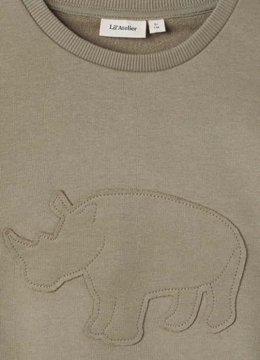 Lil 'Atelier NMMILondon sweater met borduring - detail 3 olijfgroen