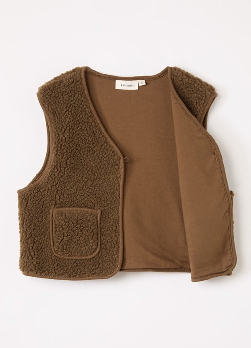 Lil 'Atelier NMMJono gilet van teddy - voorkant 3 bruin