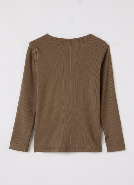 Lil 'Atelier NMMLago longsleeve met ribstructuur - voorkant 2 olijfgroen