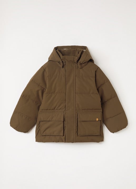 Lil 'Atelier NMMLamedow pufferjack met capuchon - voorkant bruin