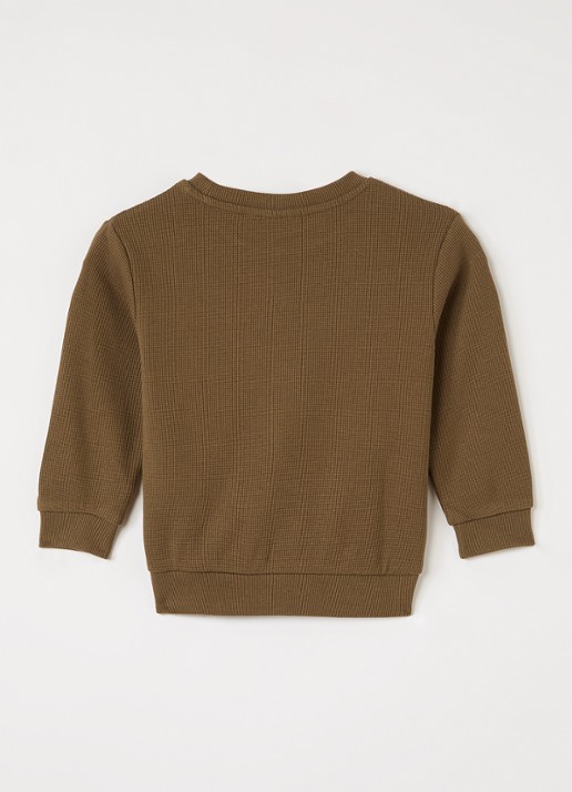 Lil 'Atelier NMMNaffel sweater met structuur en borduring - voorkant 2 cognac