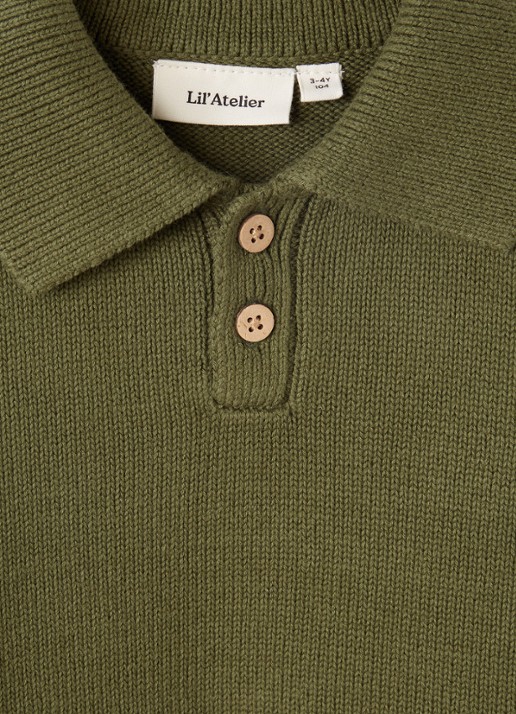 Lil 'Atelier NMMolo grofgebreide trui - detail legergroen