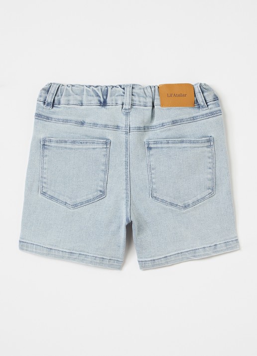 Lil 'Atelier NMNFrances straight leg korte broek van denim - voorkant 3 indigo