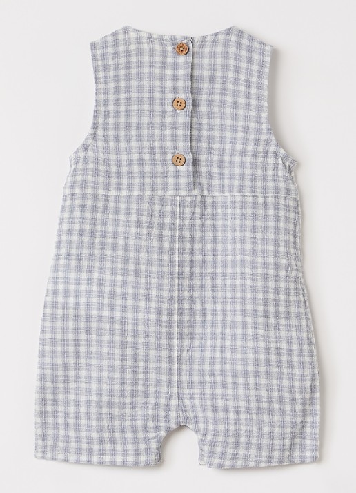 Lil 'Atelier Playsuit met ruitdessin - achterkant 3 staalblauw