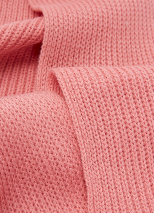 Lil' Boo Hygge grofgebreide sjaal met logo - detail 3 zalmroze