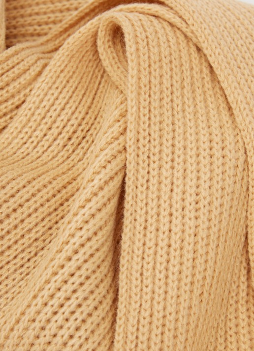 Lil' Boo Hygge grofgebreide sjaal met logo - detail 3 camel