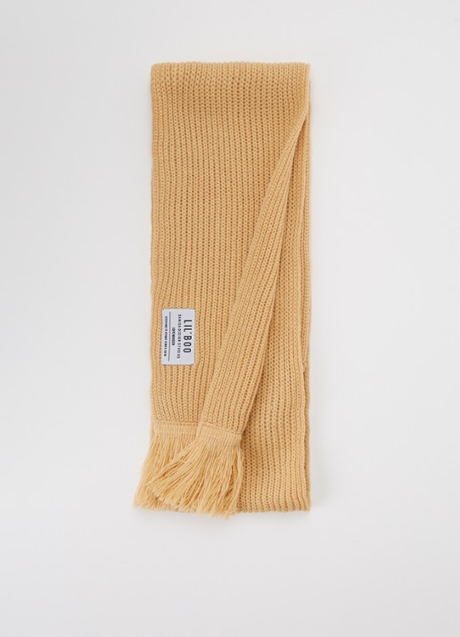 Lil' Boo Hygge grofgebreide sjaal met logo - voorkant camel