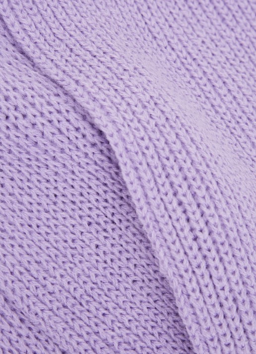 Lil' Boo Hygge grofgebreide sjaal met logo - detail 2 lila