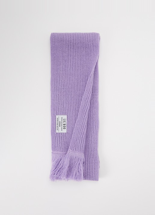 Lil' Boo Hygge grofgebreide sjaal met logo - voorkant 3 lila
