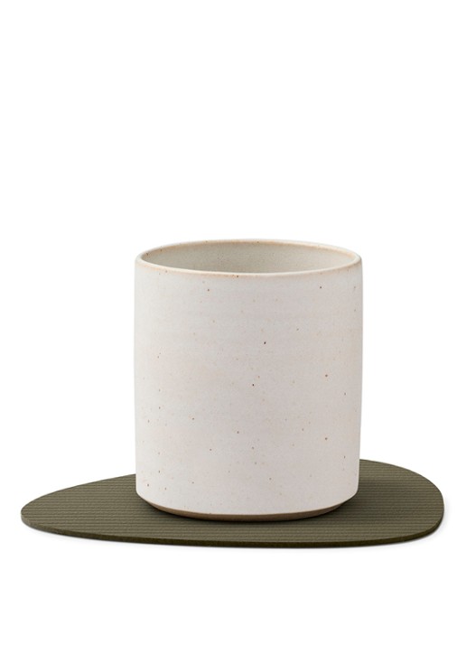 LIND DNA Corduroy onderzetter van leer - voorkant 4 legergroen