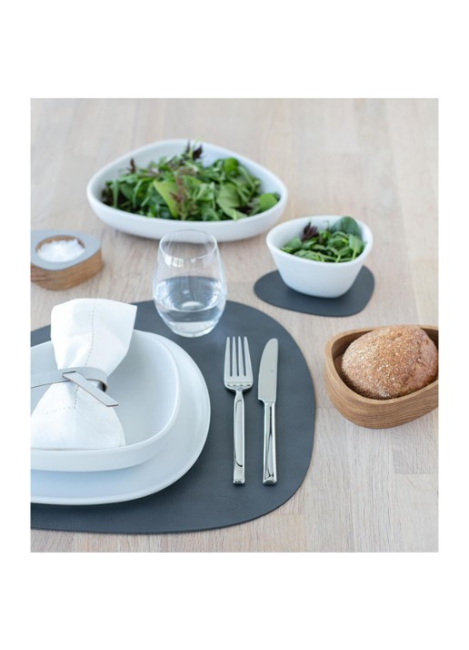 LIND DNA Curve reversible placemat van leer 37 x 44 cm - detail 3 grijs