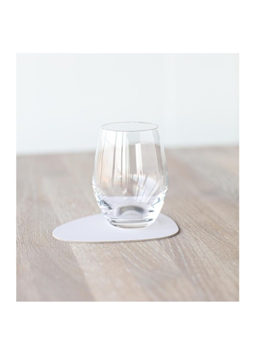 LIND DNA Glass Mat Curve onderzetter van leer  - voorkant 2 beige