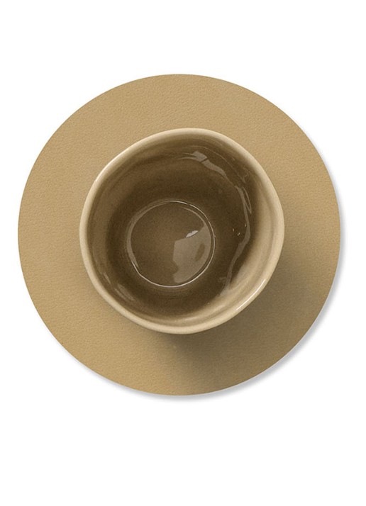 LIND DNA Nupo onderzetter van leer  - detail khaki