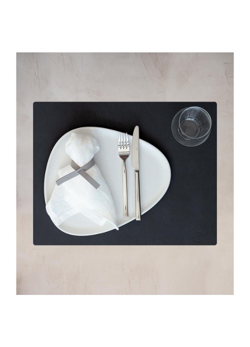 LIND DNA Table Mat placemat van leer 35 x 45 cm - voorkant 2 zwart