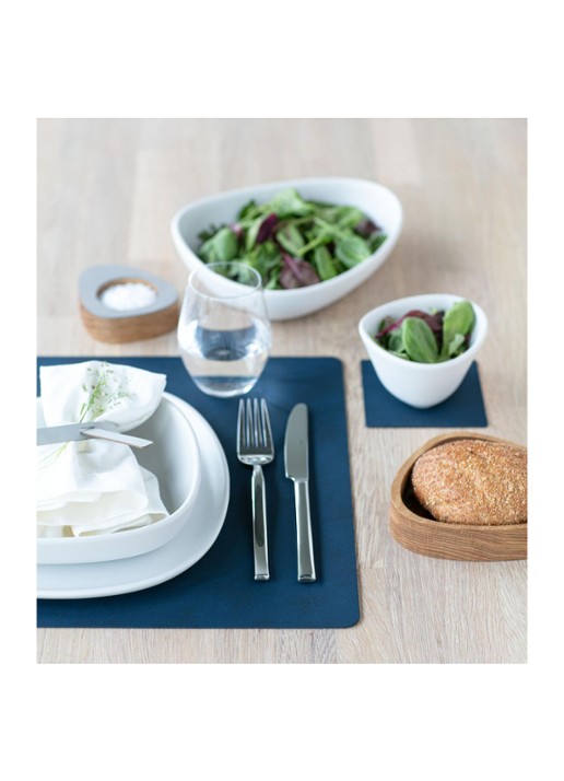 LIND DNA Table Mat Square placemat van  leer 35 x 45 cm - detail 3 donkerblauw