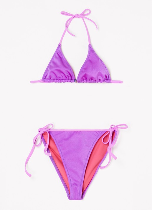 Lison Paris Bermudes bikini met glanzende finish - voorkant paars