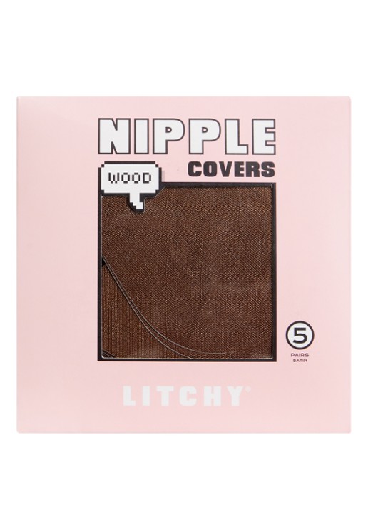 Litchy Nipple Cover tepelplakker in 5-pack  - voorkant 2 donkerbruin