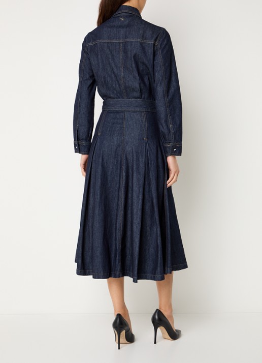 Liu Jo Abito midi denim tuniekjurk met plooidetail - achterkant 3 indigo