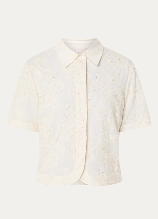 Liu Jo Blouse met bloemborduring - voorkant 2 creme