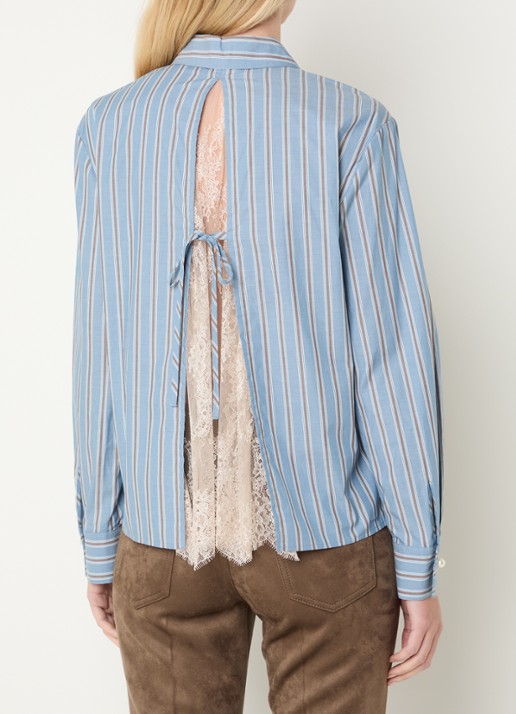 Liu Jo Blouse met details van kant en rugdecolleté - achterkant 4 staalblauw
