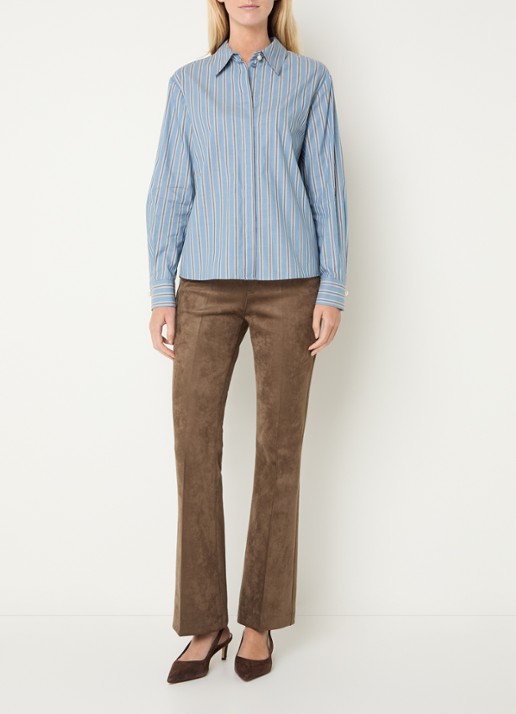 Liu Jo Blouse met details van kant en rugdecolleté - voorkant 3 staalblauw