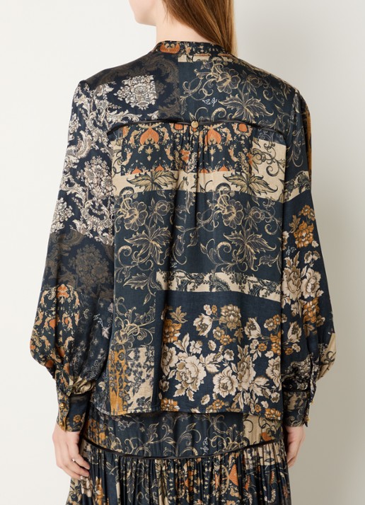 Liu Jo Blouse met print en ballonmouw - achterkant 4 donkerblauw
