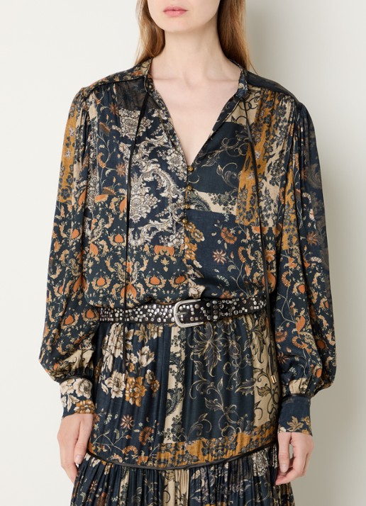 Liu Jo Blouse met print en ballonmouw - detail 3 donkerblauw