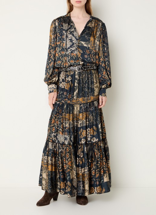 Liu Jo Blouse met print en ballonmouw - voorkant 2 donkerblauw