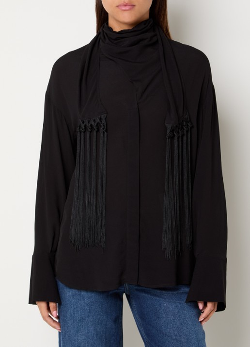 Liu Jo Blouse met sjaalkraag en franjes