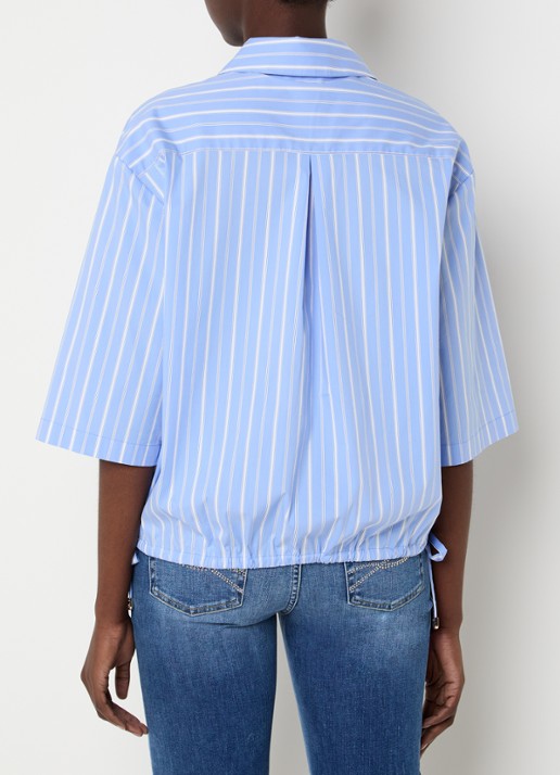 Liu Jo Blouse met streepprint en trekkoord - achterkant 3 blauw