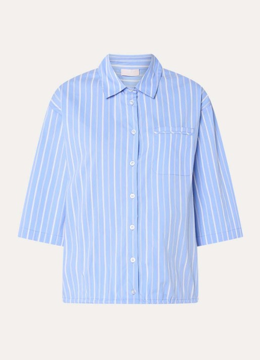Liu Jo Blouse met streepprint en trekkoord - voorkant blauw