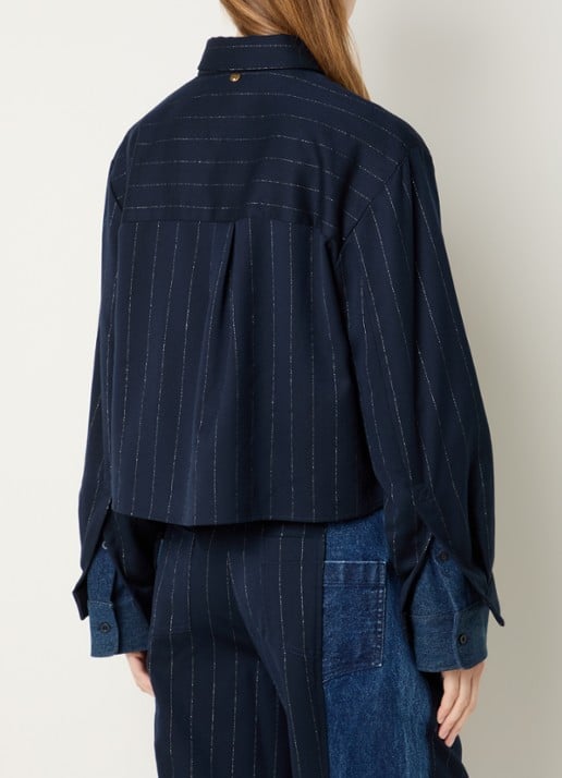Liu Jo Blouse met streepprint - achterkant 4 donkerblauw