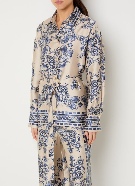 Liu Jo Blouse van satijn met bloemenprint en strikceintuur