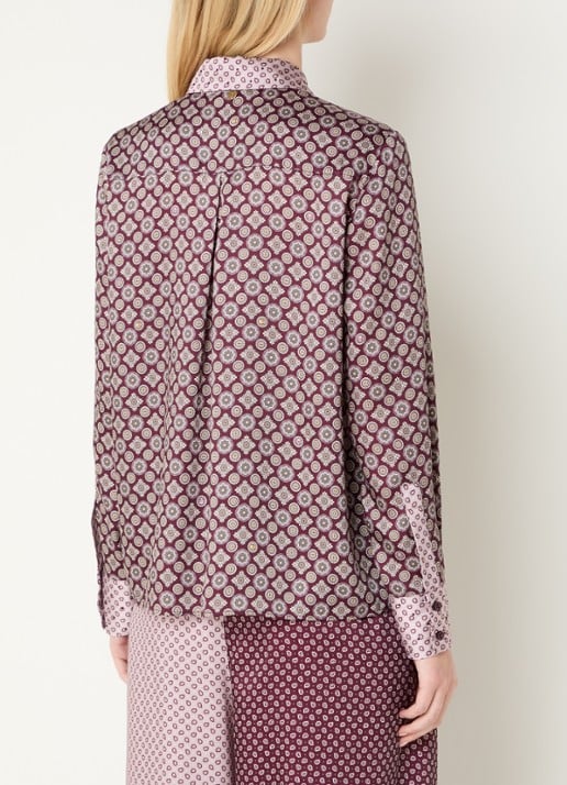 Liu Jo Blouse van satijn met print - achterkant aubergine