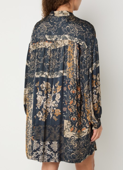 Liu Jo Blousejurk met print en ceintuur - achterkant 3 donkerblauw