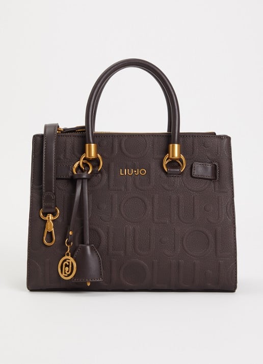 Liu Jo Boston handtas met logoprint en tasbedel  - voorkant donkerbruin