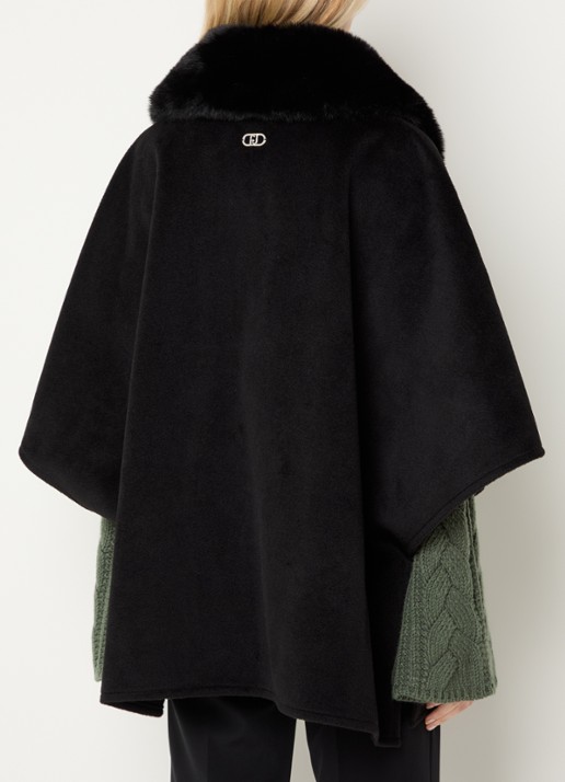 Liu Jo Cape met details van imitatiebont - achterkant zwart