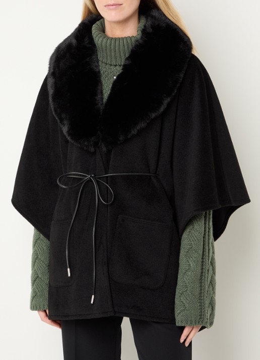 Liu Jo Cape met details van imitatiebont - detail 4 zwart