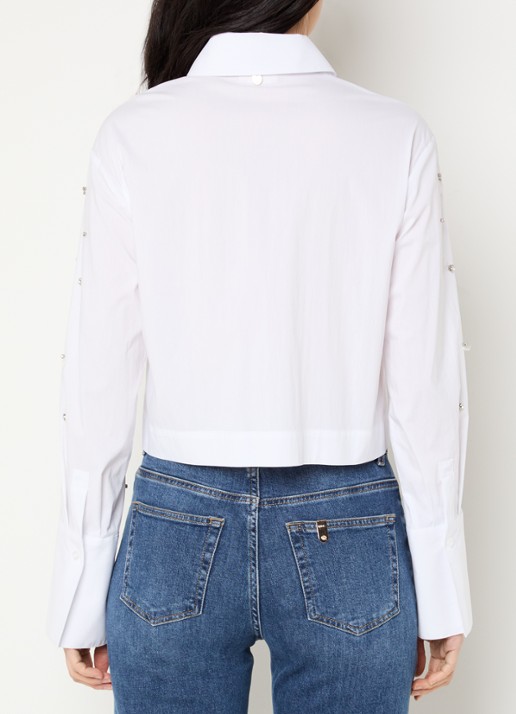 Liu Jo Cropped blouse met strass - achterkant 3 wit