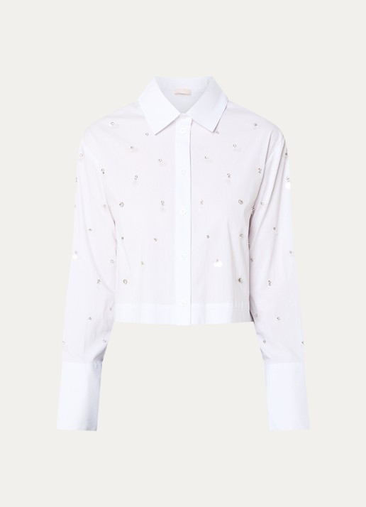 Liu Jo Cropped blouse met strass - voorkant wit