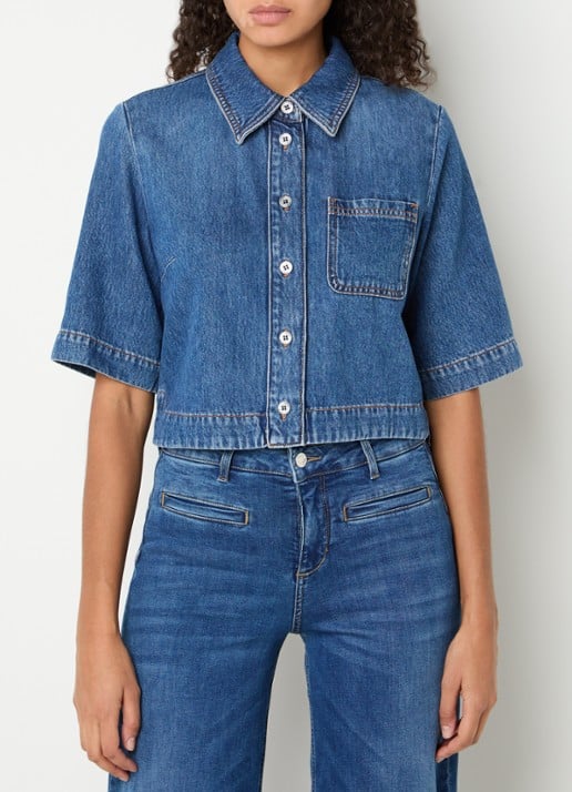Liu Jo Cropped blouse van denim met borstzak
