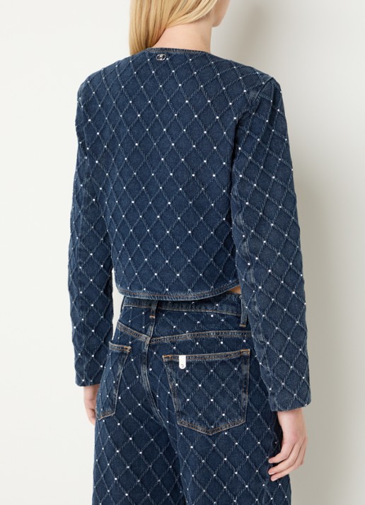 Liu Jo Cropped spijkerjas met strass  - achterkant 4 indigo