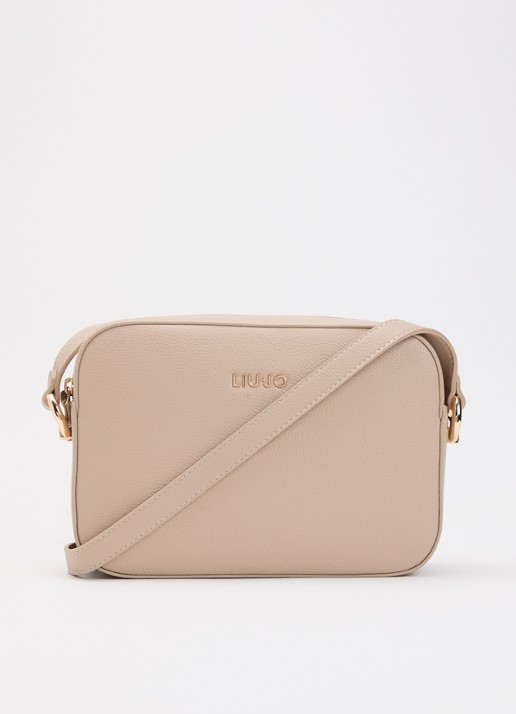 Liu Jo Crossbodytas met logo en verstelbare schouderriem  - voorkant 2 creme