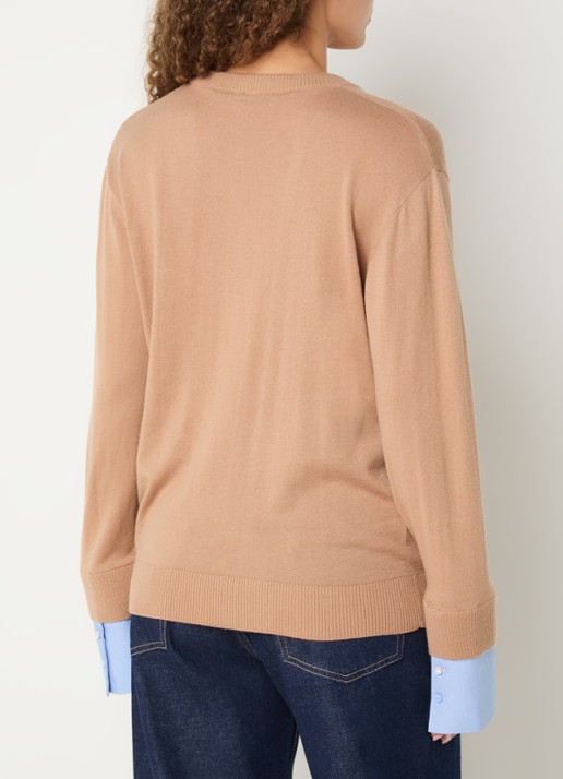 Liu Jo Fijngebreide pullover in wolblend met V-hals - achterkant 2 camel