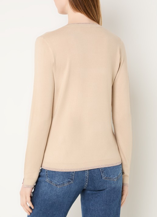Liu Jo Fijngebreide pullover met strass - achterkant beige